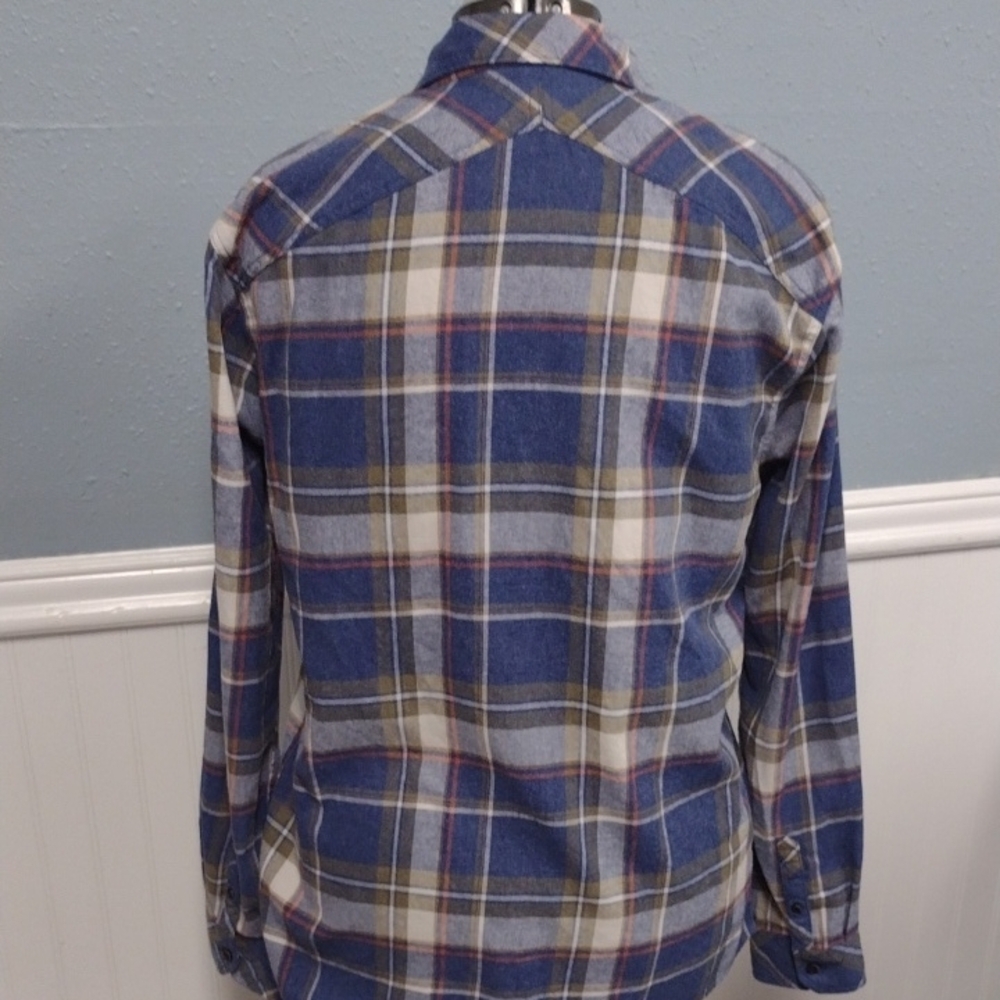 Roark Blue and Tan Plaid Casual Shirt - Picture 5 of 13